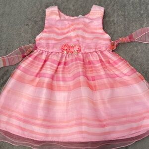Toddler Girls pink striped sleeveless formal dress
